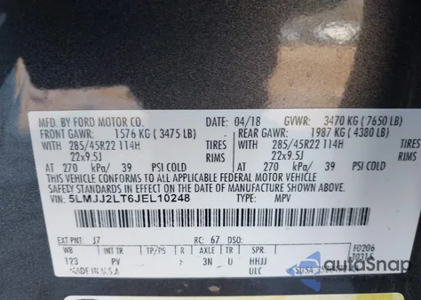 2018 Lincoln Navigator Reserve from USA, damaged, VIN 5LMJJ2LT6JEL10248